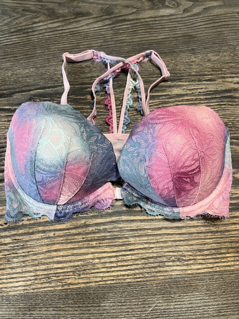 PINK ombre sparkle lace Push-Up Bra